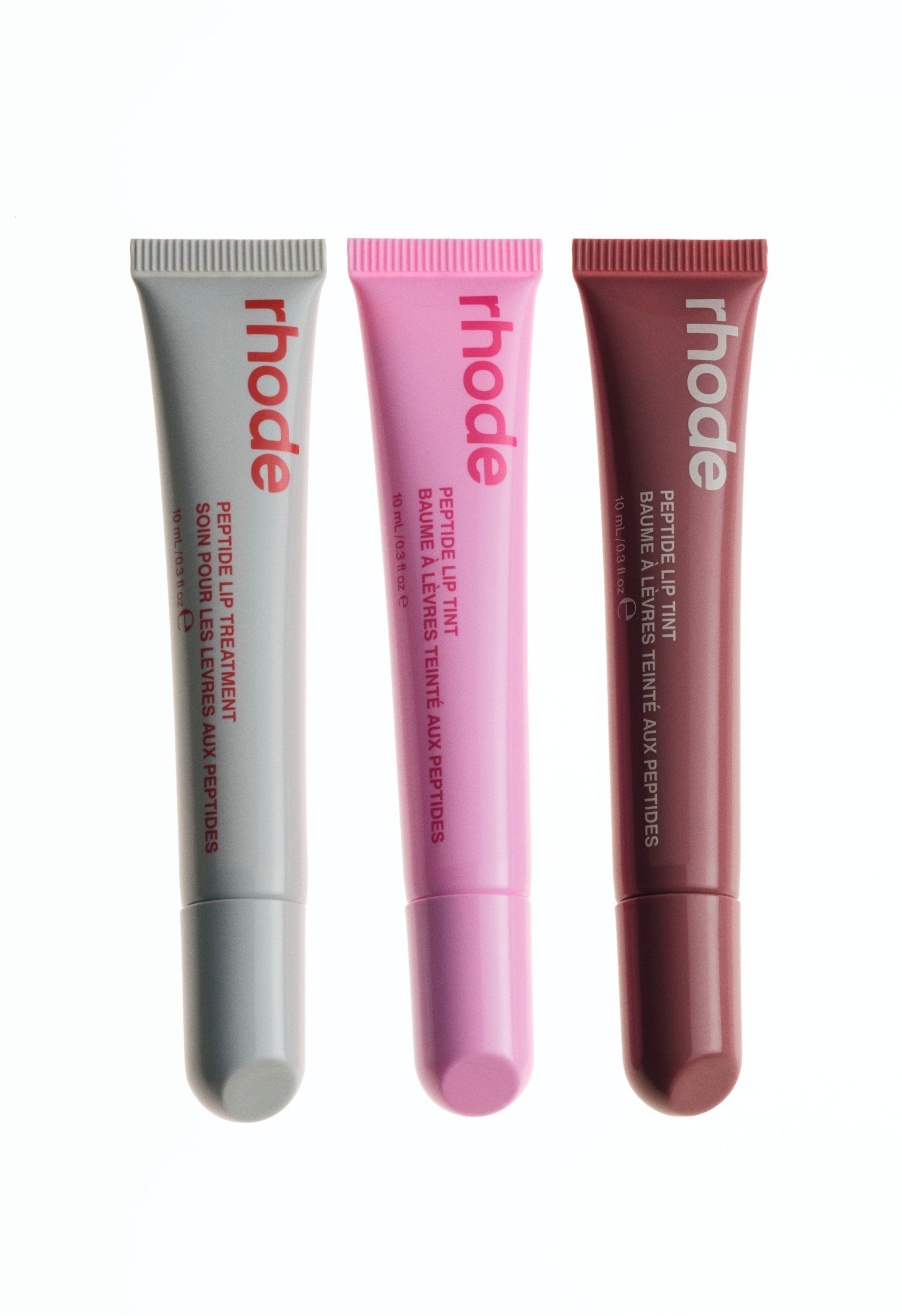 the peptide lip trio strawberry glaze, jelly bean, salty tan